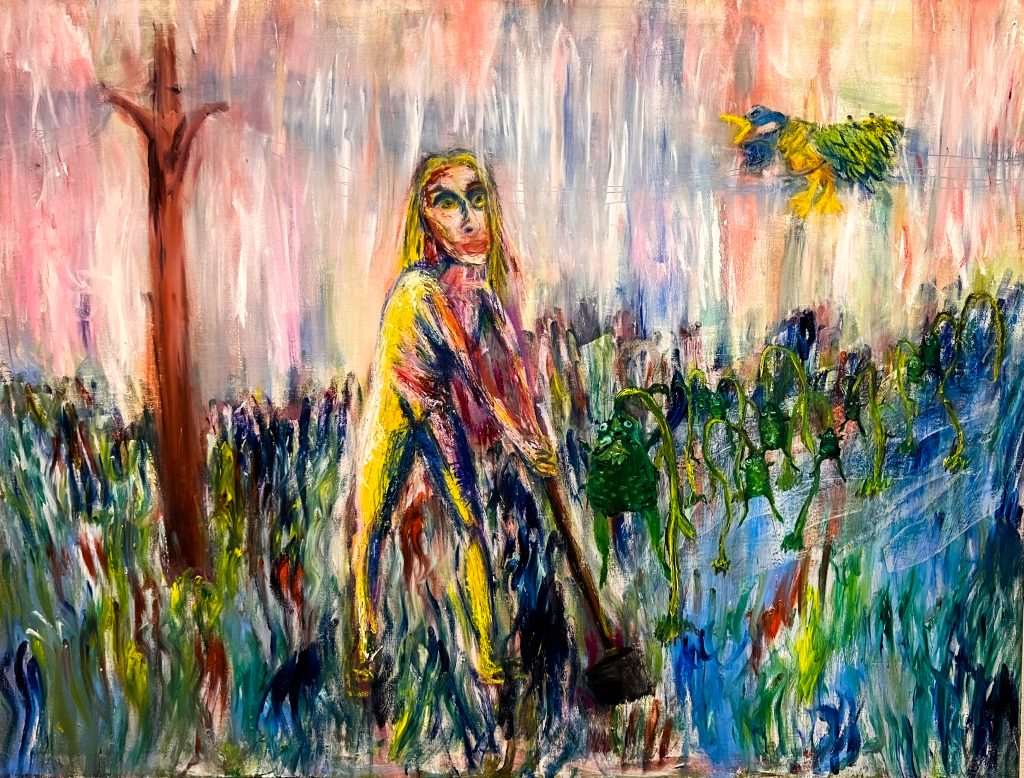 woman standing in pasture